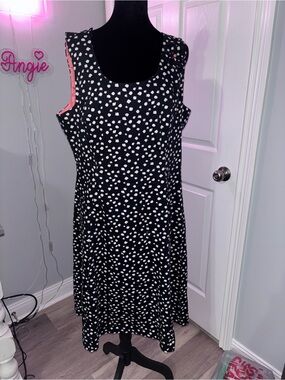 Robbie Bee Black and White Polka Dot Sleeveless Midi Dress size 18